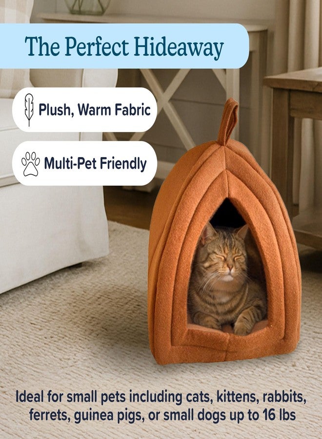 PETMAKER Cat House - Indoor Cat Bed with Removable Foam Cushion - Pet Tent for Kittens, Rabbits, Guinea Pigs, and Other Small Animals by PETMAKER (Brown) - Image 2